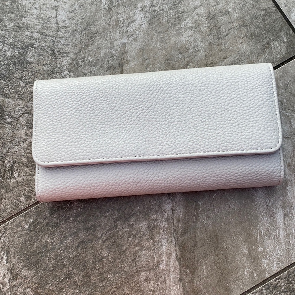 Full faux leather size wallet , stone gray color